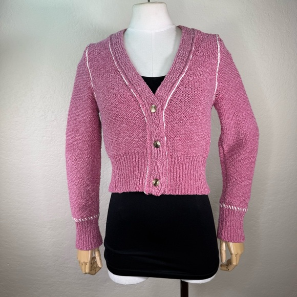 Pilcro Yin Yang Icon Heart Urban Outfitters Cropped Cardigan Sweater Size Medium - Picture 7 of 16